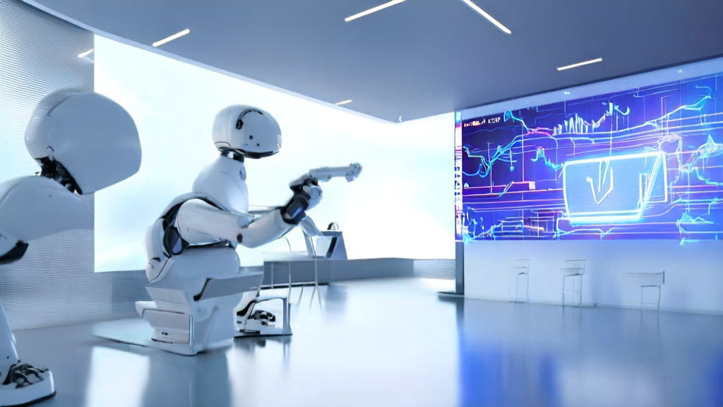 未来办公室中展示2025年AI优化邮件营销的现代化场景