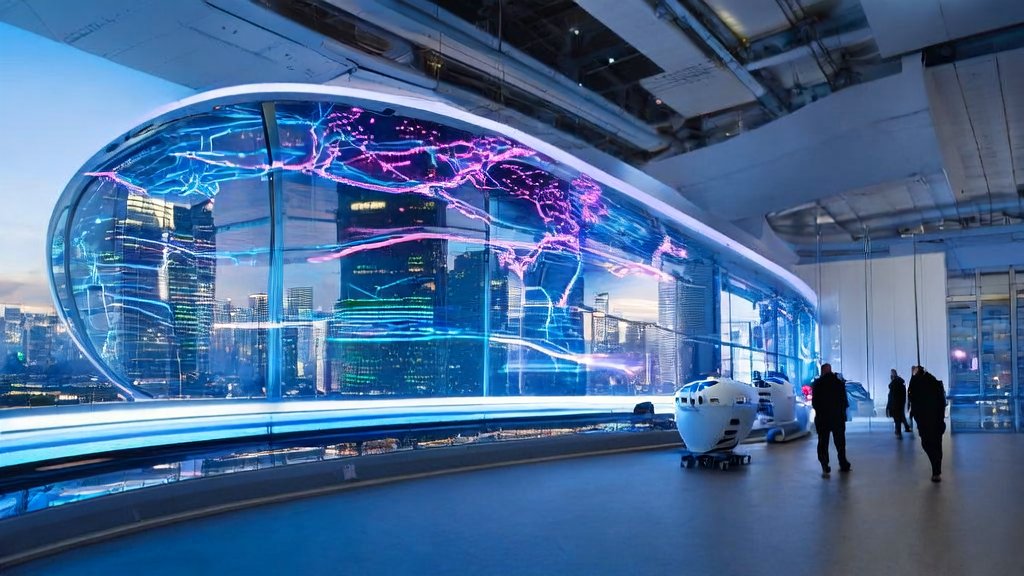 未来办公室中的技术人员讨论2025年跨境电商AI技术应用