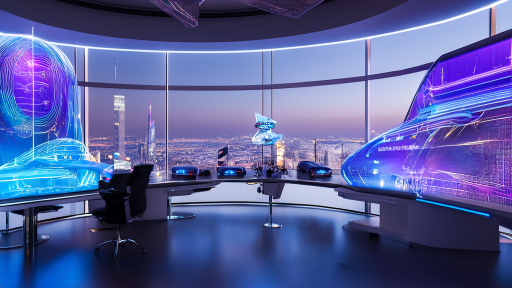 Future office showcasing cross-border e-commerce using AI for efficient customer acquisition