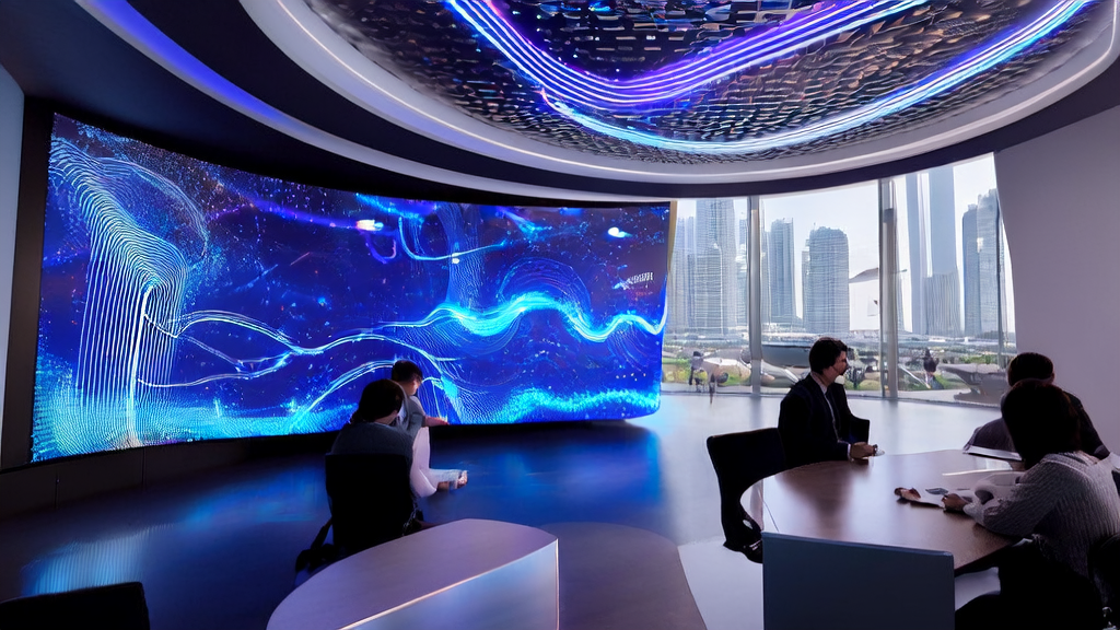 Team discussing 2025 AI acquisition trends and email automation tools in a futuristic office