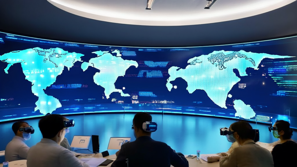 未来办公空间中展示AI个性化邮件营销方案的会议室场景