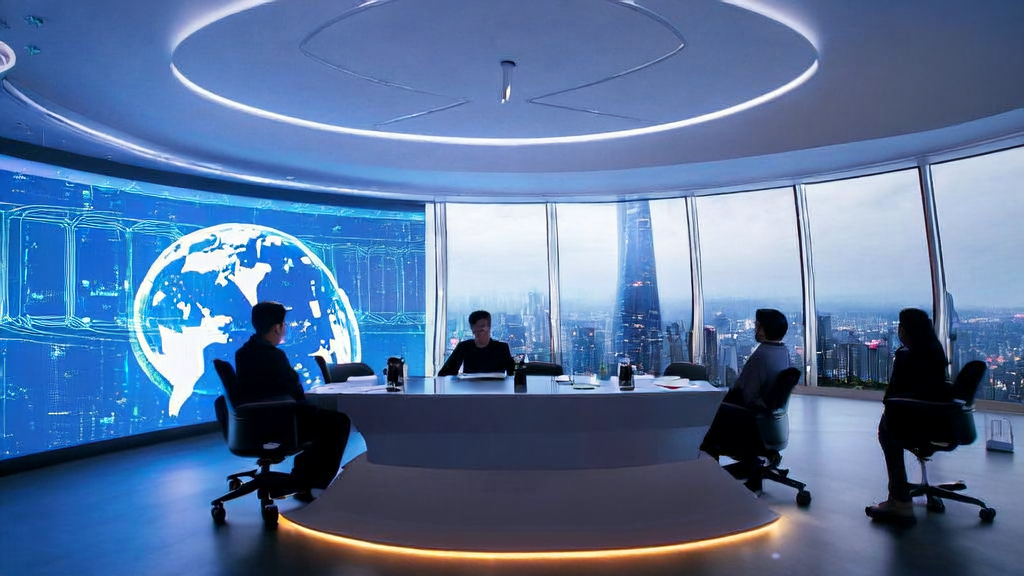 未来办公室内的创业者利用多语言AI技术进行全球市场分析