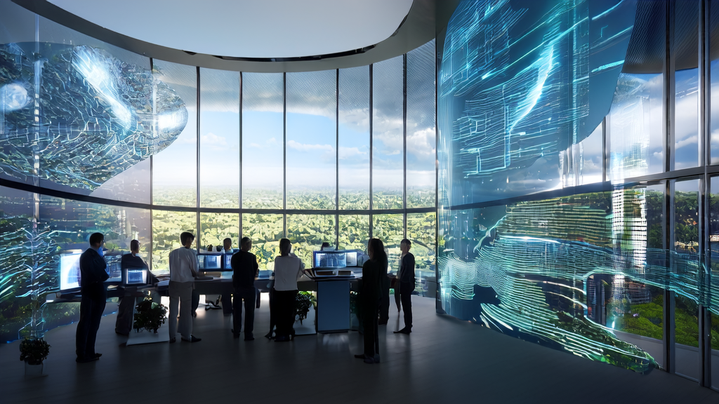 未来办公室内，数据科学家使用DS STAR系统进行AI优化邮件营销