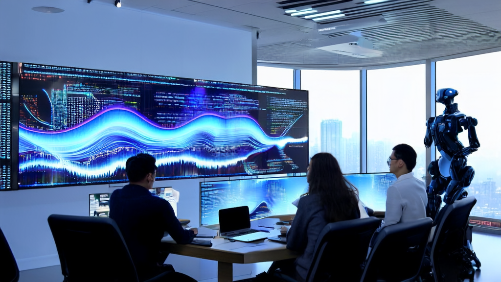 Tech professionals discussing GLM-4.5 and AI acquisition solutions in a modern office