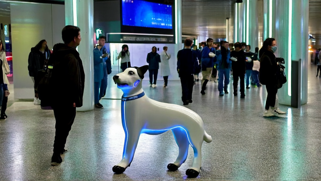 AI-guiding dog "Xiaosuan" at Shenzhen Metro providing precise navigation for visually impaired passengers