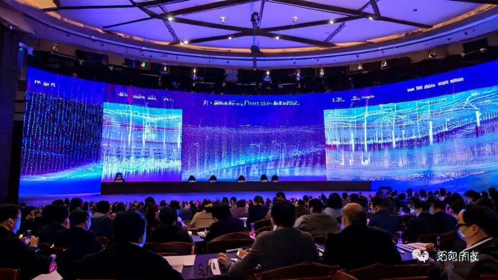 The scene at the world's top AI conference, showcasing AI-generated review comments and a supercomputer in operation