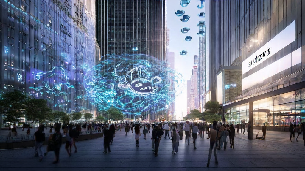 未来城市中的Google AI Mode实验，展示智能搜索新篇章