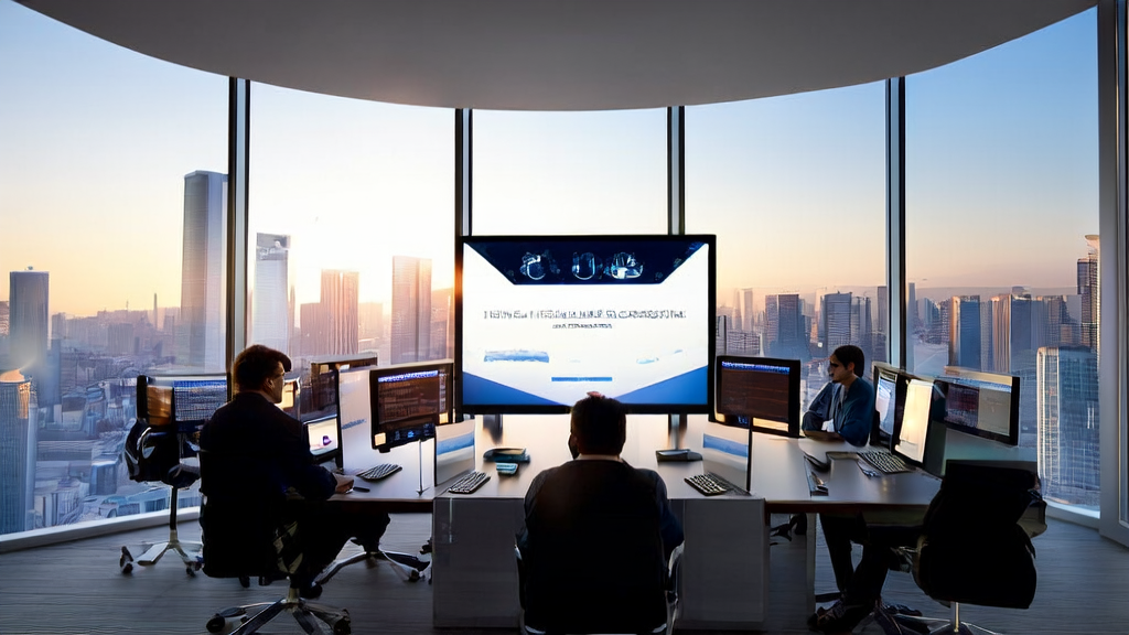 现代化办公室内的员工使用谷歌Gemini2.5Pro进行高效AI邮件营销工作