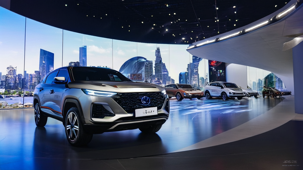 长城汽车展厅内的哈弗猛龙SUV，展示智能驾驶技术，吸引潜在客户