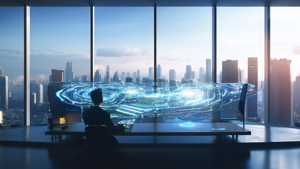 Huawei Harmony Smart Entity boosts AI marketing, showcasing a future office scene with global interaction