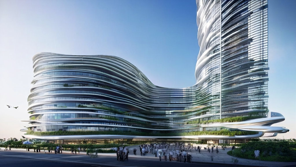 微软投资40亿美元建造全球最强AI数据中心，展示未来科技城市的高科技氛围