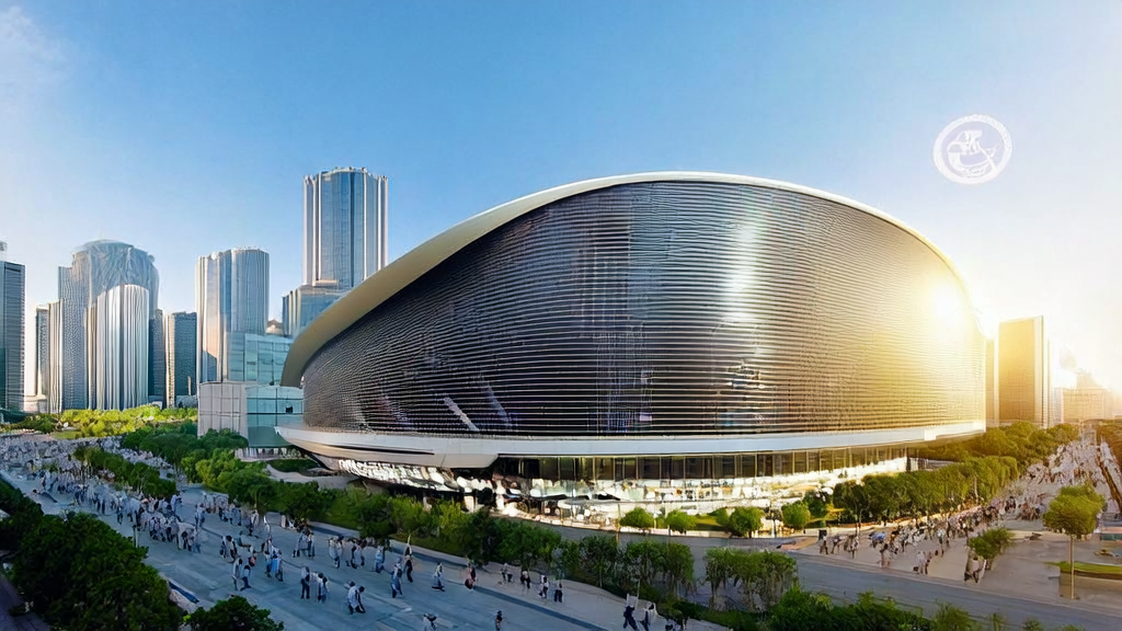 Middle East AI data center built by Foxconn and NVIDIA, modern buildings illuminated by sunlight