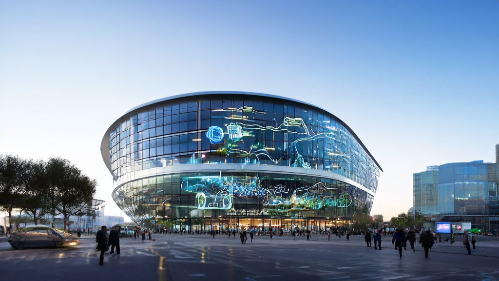 中东地区的现代化办公楼内，年轻创业者利用AI技术进行高效获客