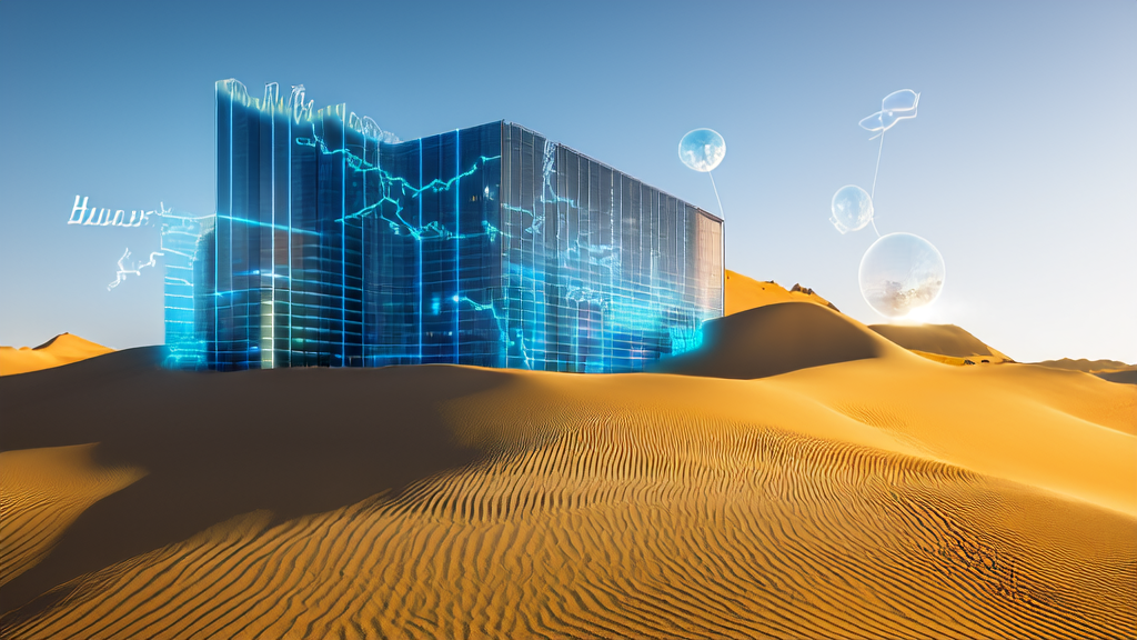 Modern office scene of Middle Eastern businesses leveraging AI technology for precise international customer acquisition
