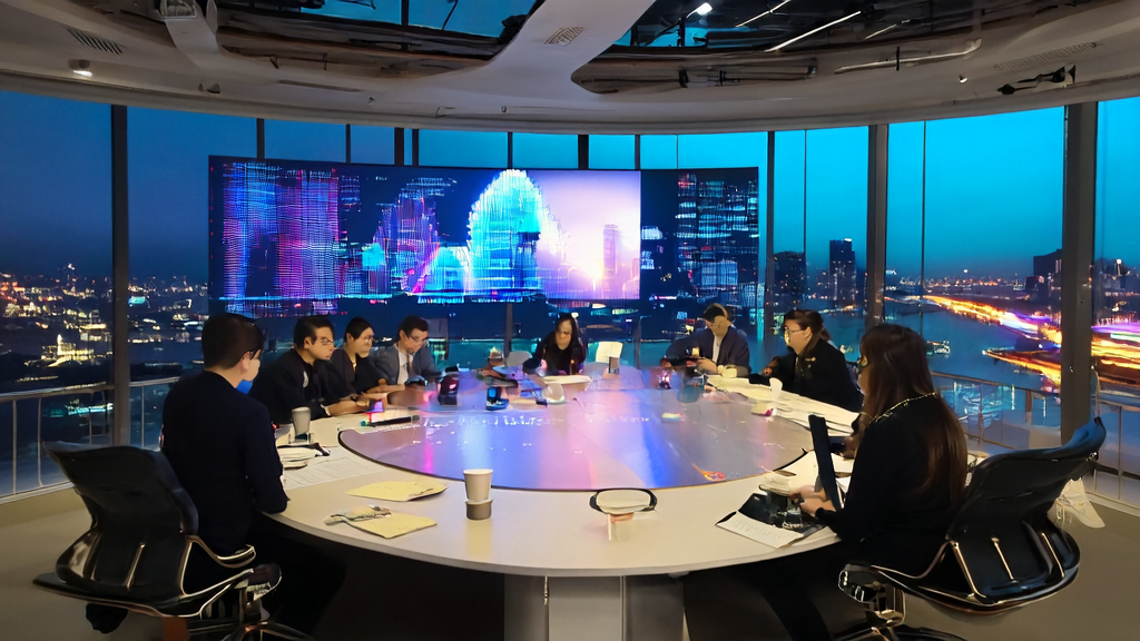 年轻团队在办公楼中探讨如何利用MiniMax开源AI模型革新获客系统