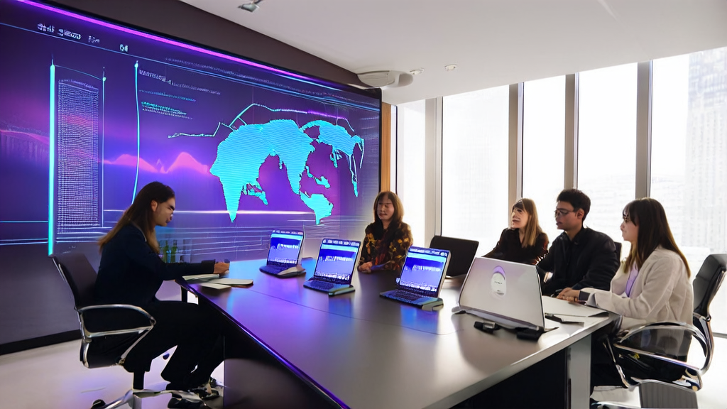 Modern e-commerce office where the team uses AI technology for data analysis and acquisition strategy discussion