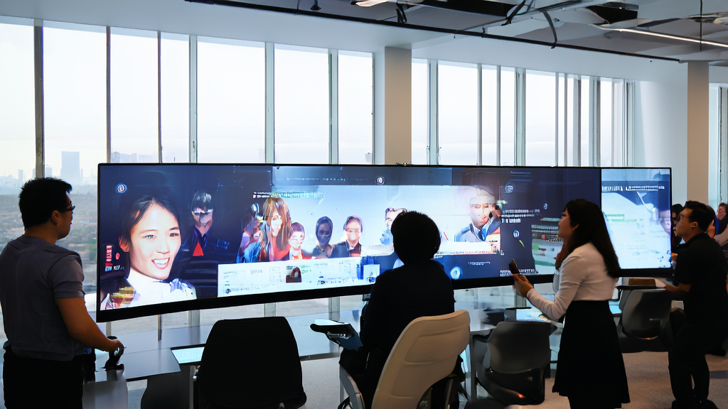 Employees in a modern foreign trade office discussing the application scenarios of the Ali Qwen Image Edit 2511 model