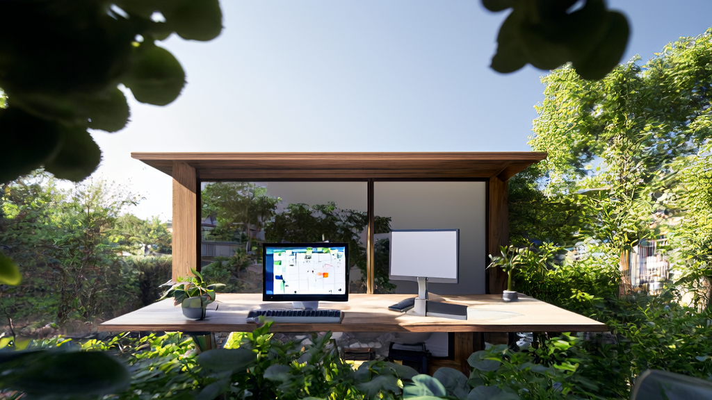 Entrepreneur optimizing independent site SEO using Llamafile 0.9.3 in a modern house