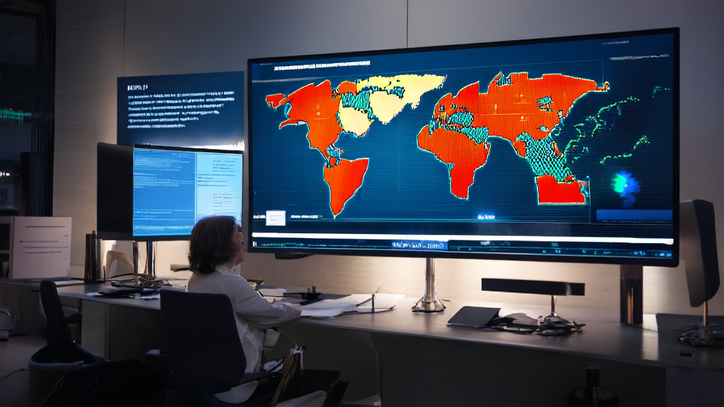 现代化办公室中的外贸企业负责人使用微软最新AI工具进行精准获客
