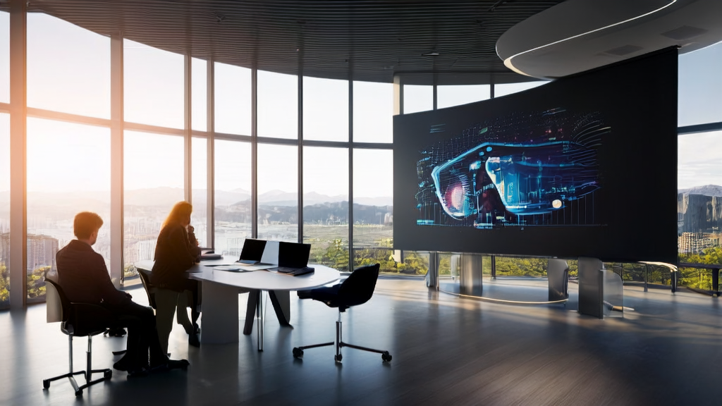 A modern office bathed in sunlight where programmers are coding AI algorithms for customer data cleansing and precise marketing