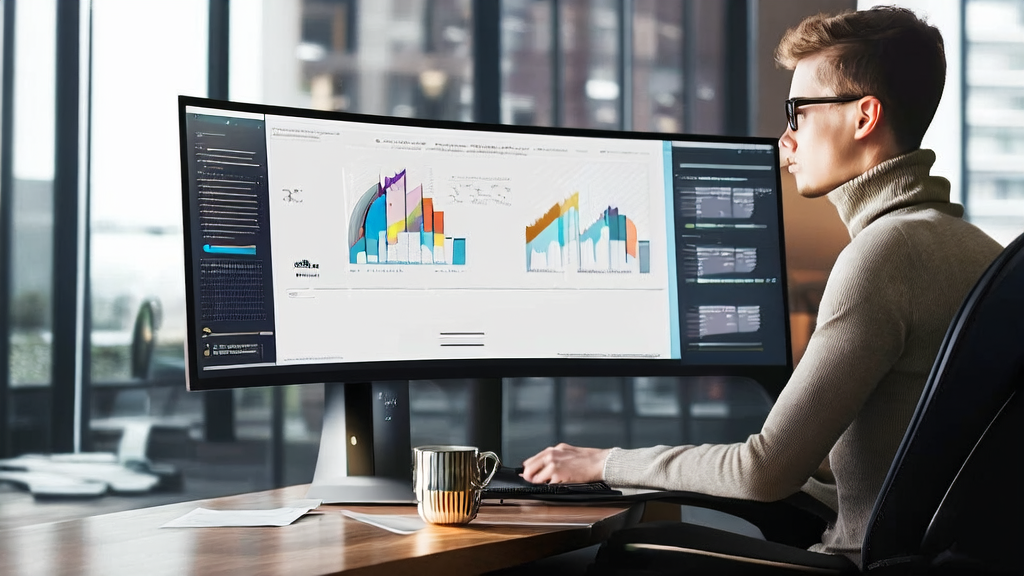 Young entrepreneur in a modern office using Ollama desktop client for AI-powered customer acquisition