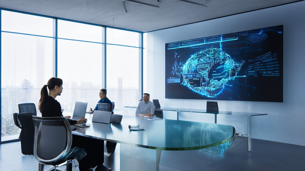 Team discussing AI precise customer acquisition strategies in a modern office