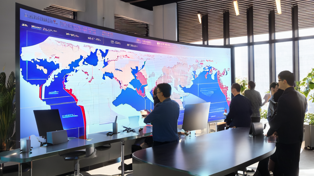 Employees discussing AI acquisition system in a modern office