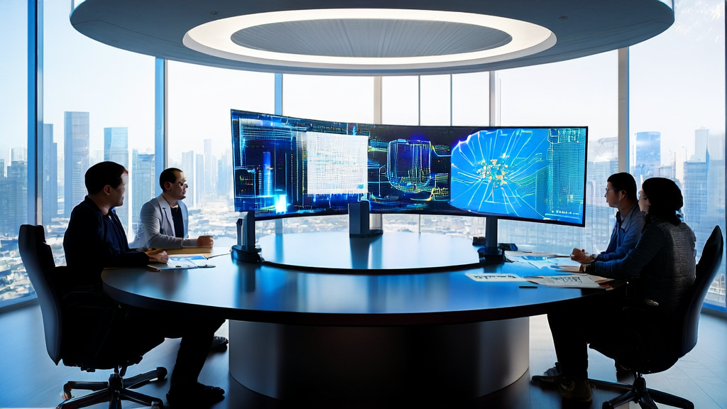 Data analysts in a modern office using Alibaba Cloud's Vivid-VR tool for AI keyword mining and customer data cleaning