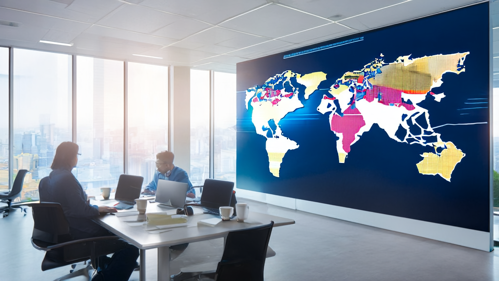 Employees in a modern office using AI client prediction model to optimize email delivery rates for international trade