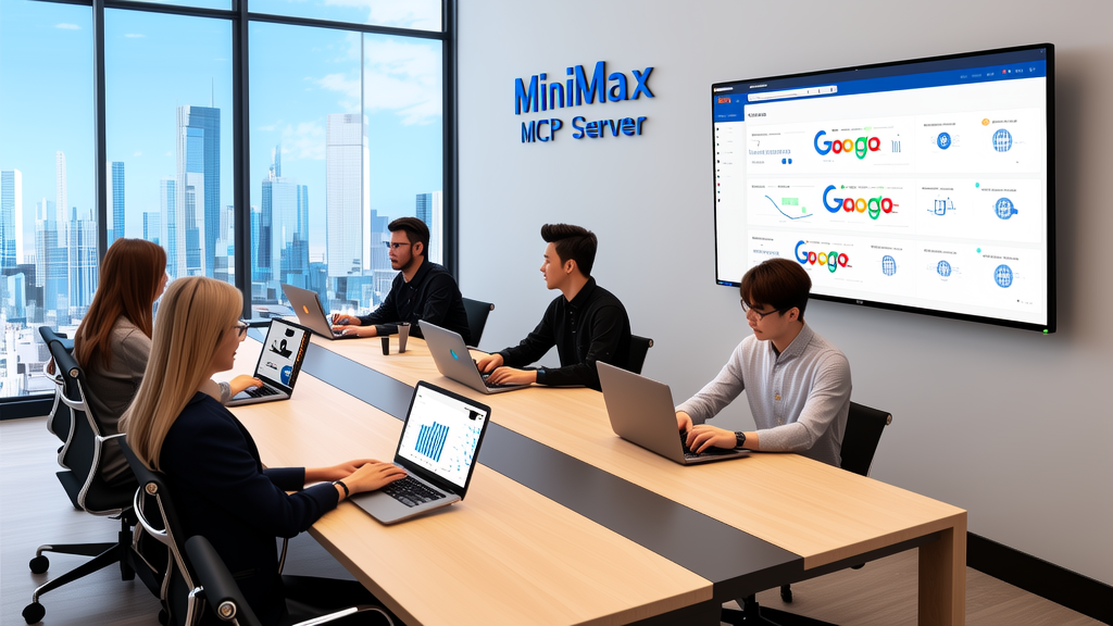 Employees in a modern office using AI customer acquisition tools and Google Maps for foreign trade business