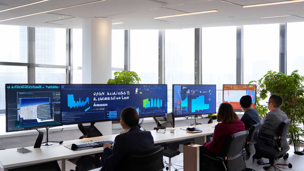现代化办公室中，创业者们利用AI技术通过LinkedIn获取客户，背景为繁华城市景观