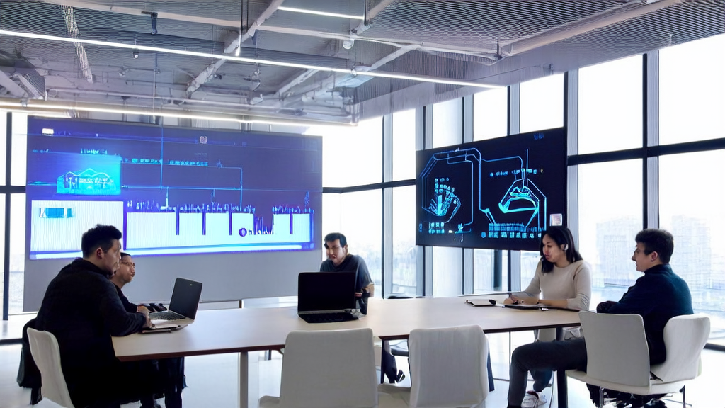 A modern office team using foreign trade AI software and Google Maps for customer acquisition and data analysis