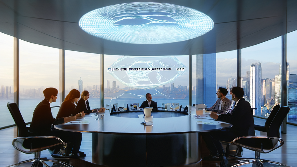 Employees in a modern office using AI technology for precise customer acquisition analysis