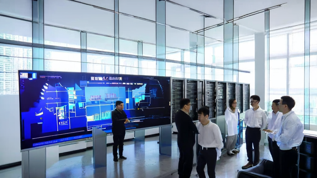 数据科学家在现代化办公室中利用AI技术进行客户筛选和预测分析