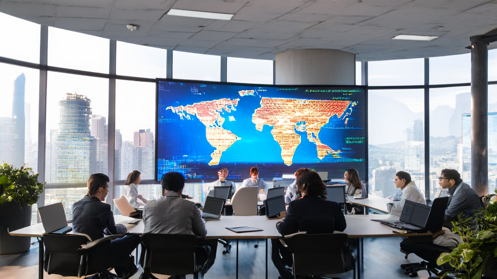 Modern office where export company employees use AI for precise customer acquisition
