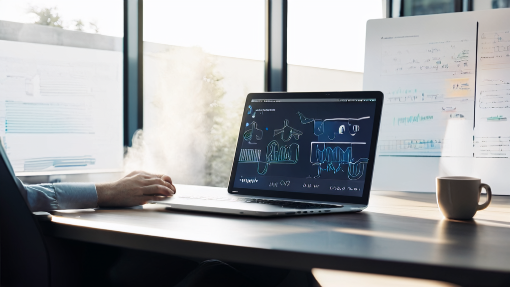 A marketing manager in a modern office using Google Drive and Vids AI tools for AI customer acquisition strategy