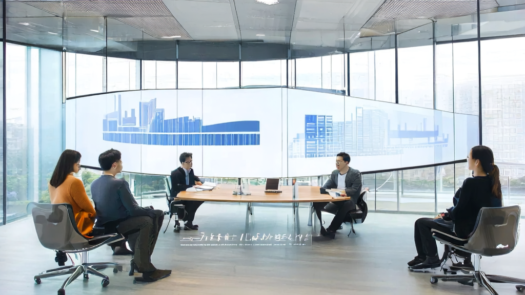 Modern office where an e-commerce team utilizes AI technology for customer acquisition and internal collaboration