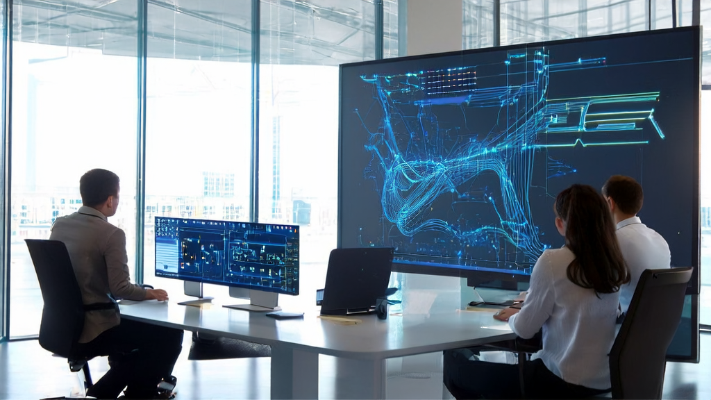 Programmers in a modern office discussing the latest AI smart customer acquisition system