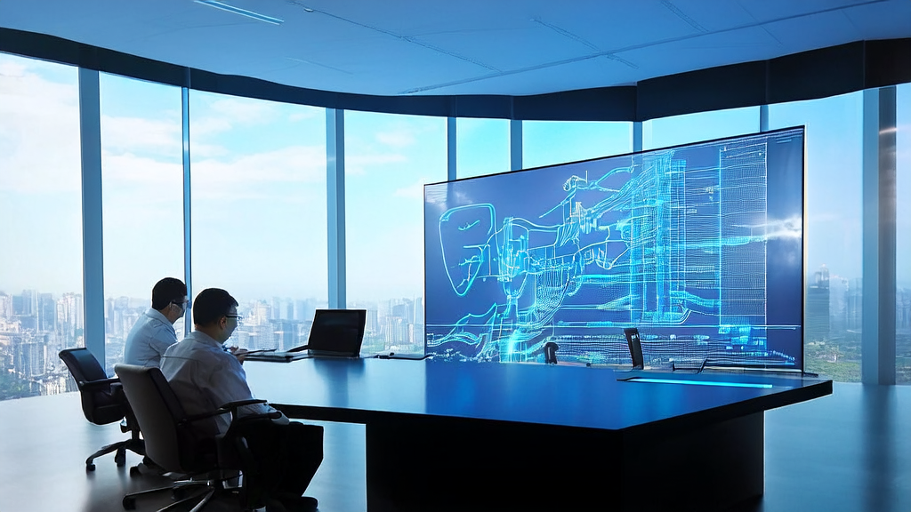 现代化办公室内的员工正在使用AI技术进行客户数据分析