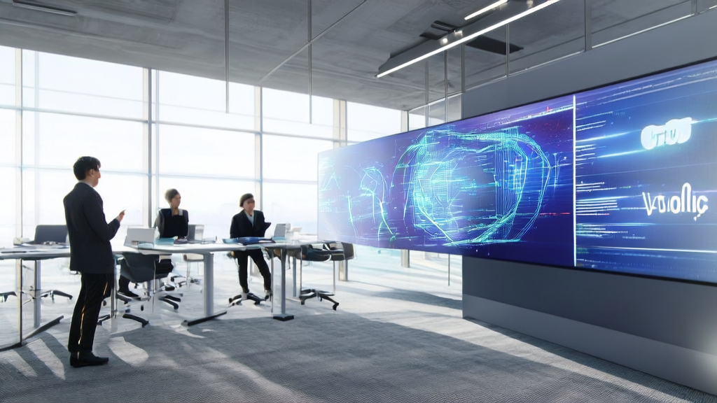 Modern office using AI customer prediction model for data analysis