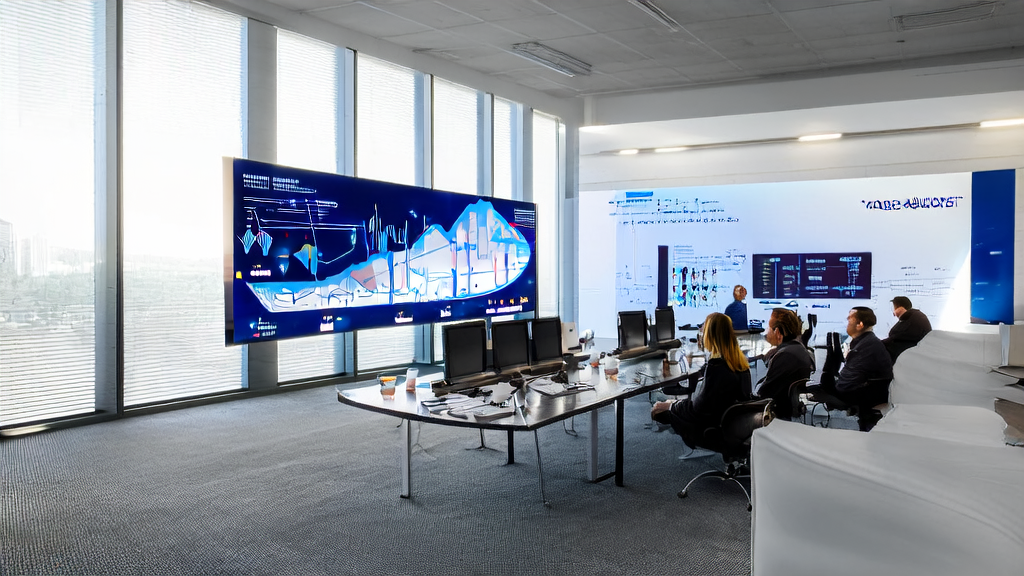 Data scientists in a modern office using AI customer prediction models for data analysis