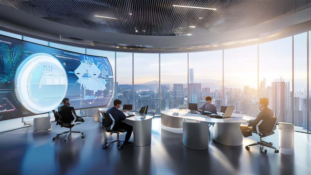 Staff in a modern office discussing data analysis results of the AI customer prediction model