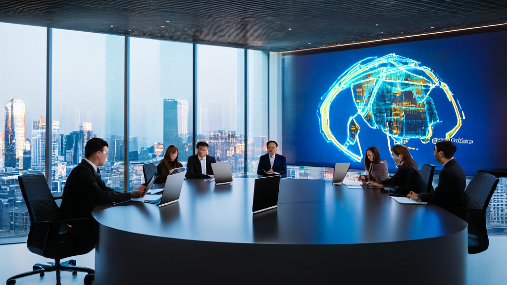 A team in a modern office discussing AI customer prediction model for optimized email marketing strategies