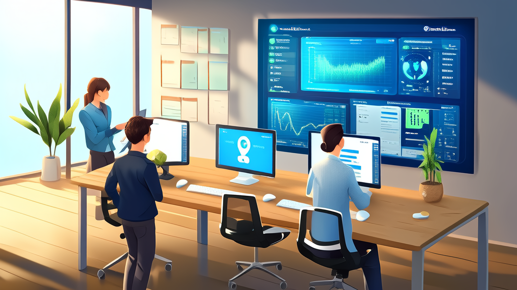 Employees in a modern office using AI customer service and Twitter data analysis to optimize customer interaction