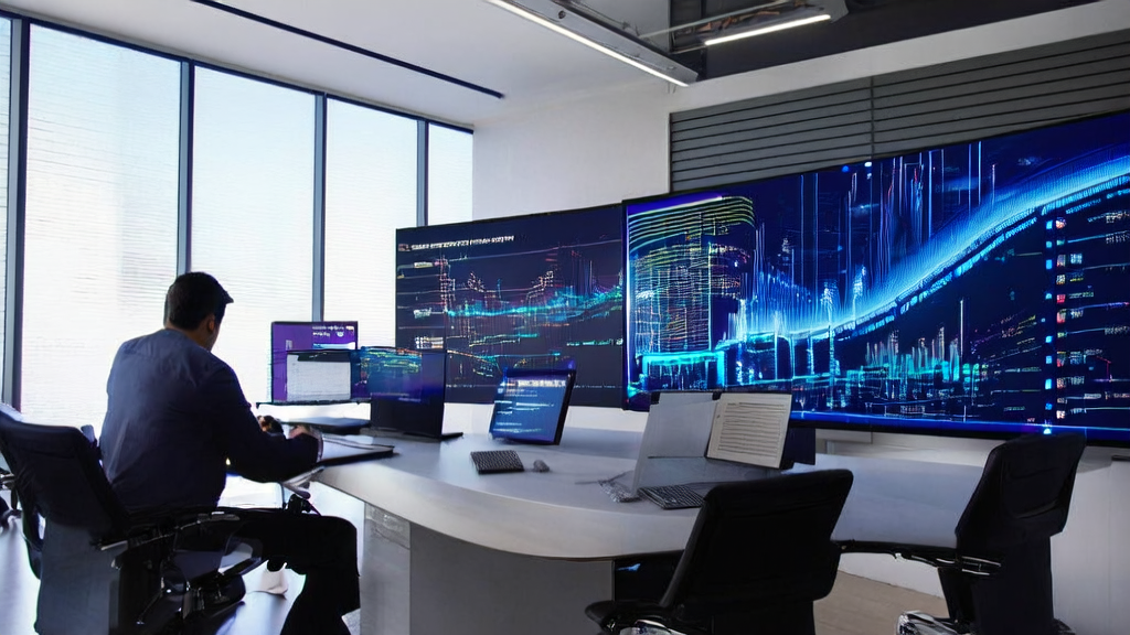 现代化办公室中数据科学家使用AI工具分析客户数据