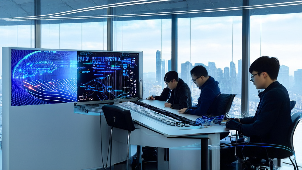 现代化办公室内的程序员们正在使用AI算法进行客户数据清洗