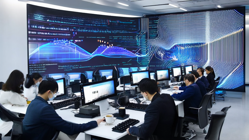 Data analysts in a modern office using AI systems for efficient customer data collection and cleaning