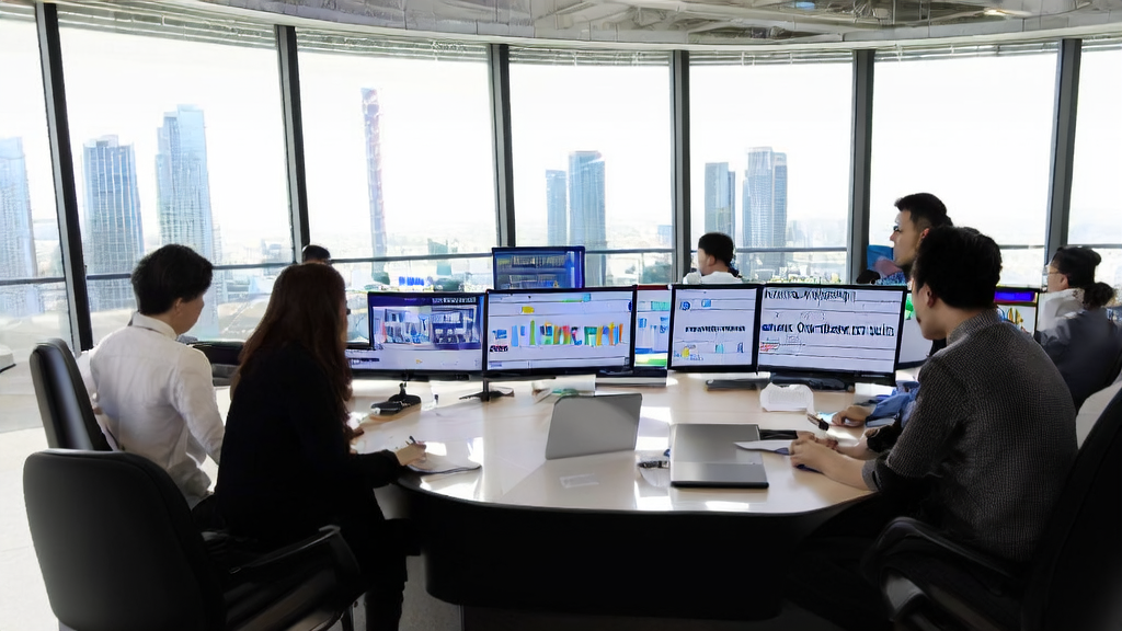 Employees in a modern office are working with AI customer data collection systems and high-conversion email strategies