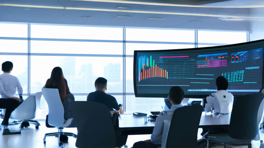 Technicians in a modern office using AI technology for customer data cleaning
