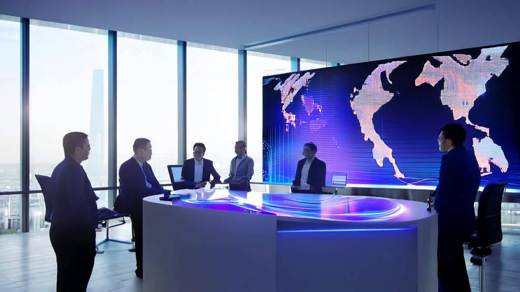 Staff in a modern office using AI technology for customer data collection and cleaning
